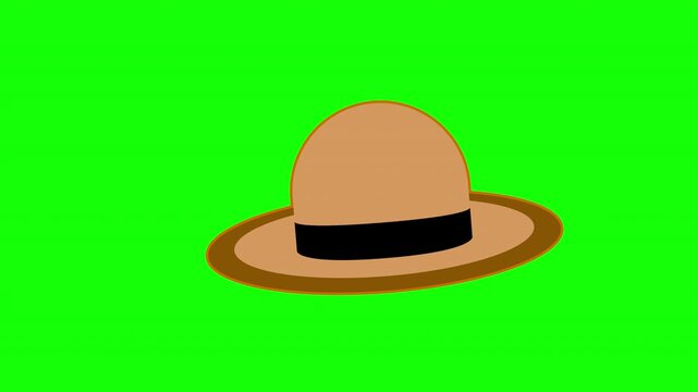 Classic Brown Fedora Hat Animation Fashion Accessory or Detective Gear Motion Loop with Alpha Channel
