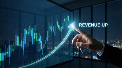 Graph with upward trend showing the concept of revenue growth.