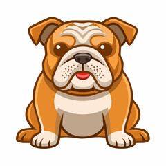 Charming Bulldog Illustration: A delightful illustration of a cute bulldog with a friendly expression, exuding warmth and charm.