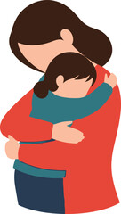 A mother and child embracing warmly isolated on transparent background