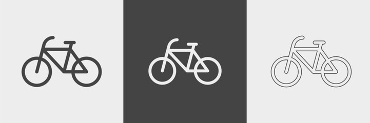 Fototapeta premium Bicycle icon. Set of outline bike symbols. Vector isolated