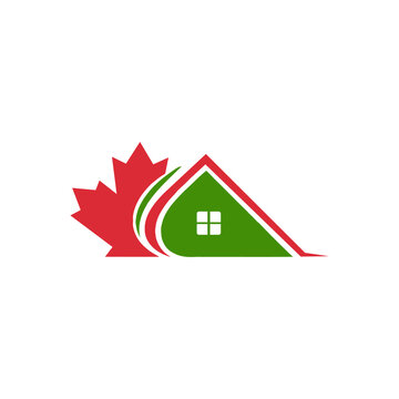 Canadian house logo with maple leaf