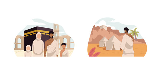 Hajj Pilgrimage Illustration Set