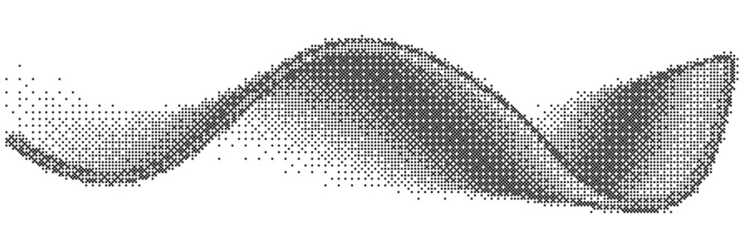 Retro game dither halftone pixel wave background. Bitmap dot gradient vector design for arcade and video games