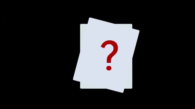 Stack of Documents Animation with Red Question Mark Symbol Motion Loop with Alpha Channel