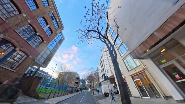 Unique and Ultra Wide Panoramic Style Time Lapse Footage of London Central City of England During Urban Car Drive Through Streets on Sunny Day of 20th January, 2026