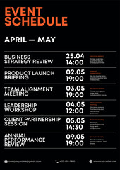 Event Release Calendar Poster with Event Schedule