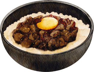 watercolor beef gyudon