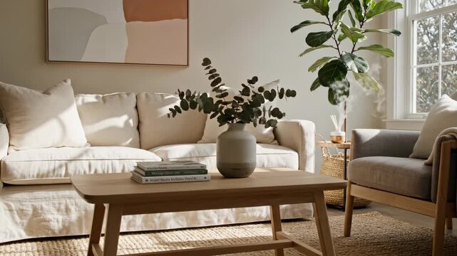 Cozy and Comfortable Living Room Interior Design with Modern Furniture.
