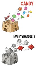 Candy and Everyyhaycolts - A Playful Comparison of Sweetness and Stone.