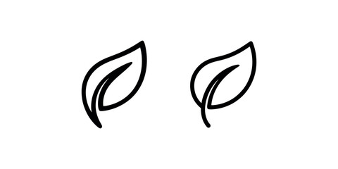 Naklejka premium Simple green leaf icon duo with minimalist organic aesthetic representing nature environment wellness and vegan lifestyle for branding and graphic design