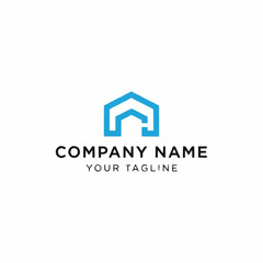Fototapeta premium Modern Blue House Icon for Real Estate Company.