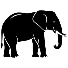 Fototapeta premium Silhouette of an African Elephant in Profile, Majestic Wild Animal Vector Art for Logos and Branding