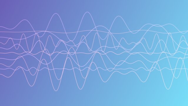 Abstract sound wave patterns in gentle gradient colors, representing audio or data flow