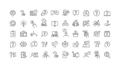 Question and FAQ Line Icons Set, Help, Support, Inquiry, Information Symbols