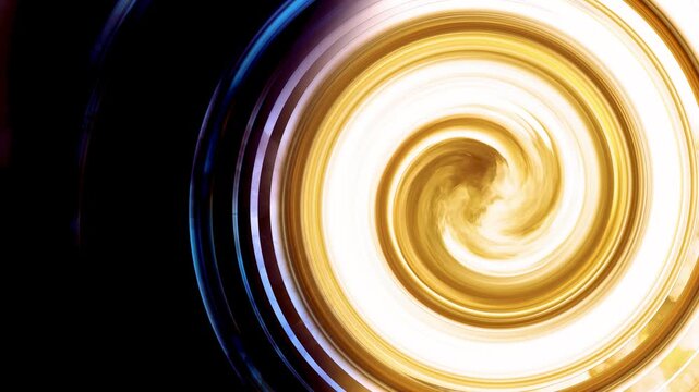 Hypnotic golden liquid swirl in atmospheric smoke clouds. loop animation.