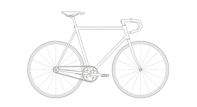 Minimalist line art illustration of a fixed-gear bicycle