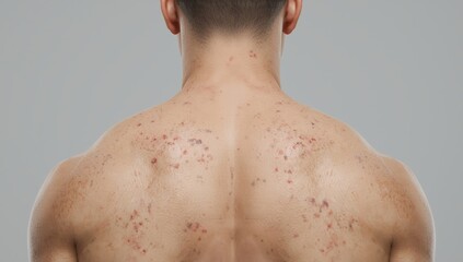 Naklejka premium A man's back showing acne and skin imperfections