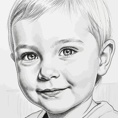 Obraz premium Pencil Sketch Portrait of a Smiling Toddler Boy