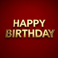 Happy Birthday Gold Lettering on Red.