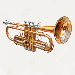 watercolor vector of Trumpet, isolated on a white background. © nexora