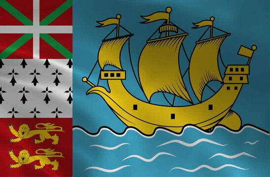 Saint Pierre and Miquelon Flag Waving Loop - Realistic 4K Background for French Overseas and Atlantic Themes