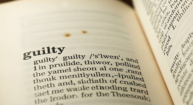 Guilty Definition - A Close-Up Look at the Word in a Dictionary.