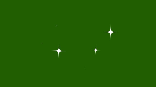 Magic glitter star sparkle trail animation with fairy burst, white twinkling particles, glowing doodle stars, starlight shimmer, looping 4K green screen festive overlay background