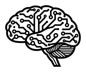 Fototapeta premium AI Brain Circuit - Minimalist Vector Illustration