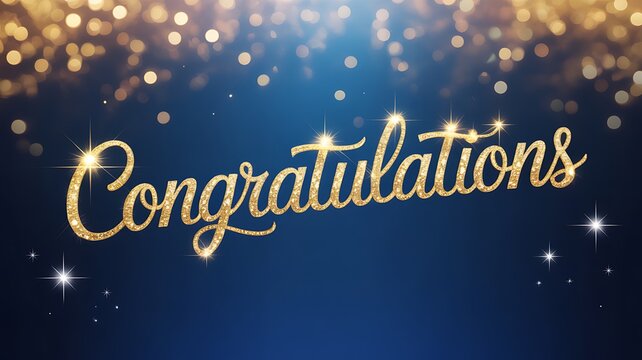 A sparkling congratulations message set against a dark background with twinkling lights