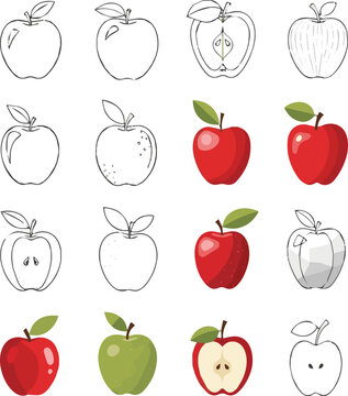 I need a kind of different vector art with a white background appel  photo