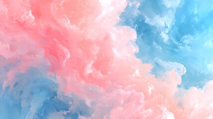 Fototapeta premium Soft pink and blue clouds gently floating together slowly.