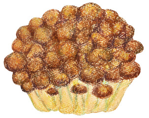 ぶなしめじのイラスト オイルパステル画