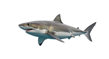 Fototapeta premium A majestic, detailed image of a great white shark, isolated on a white background