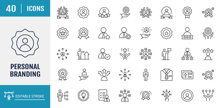 Personal Branding icon set. Outline Icon Set. Vector Illustration with Editable Strokes
