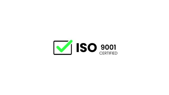 ISO 9001 quality management system checkmark animation isolated on white background