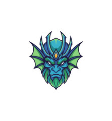 Obraz premium Fantasy creature head illustration vector graphic isolated design element