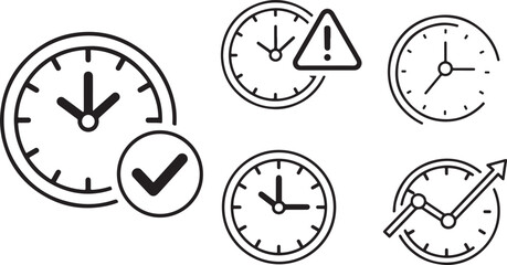 Fototapeta premium Set of Time Management and Deadline Clock Icons Vector Illustration