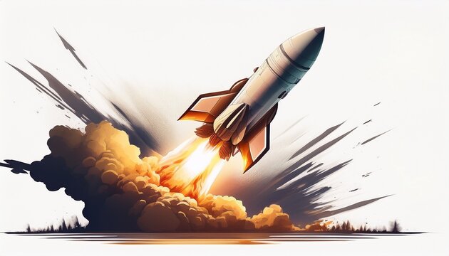 ballistic missile launching with white background