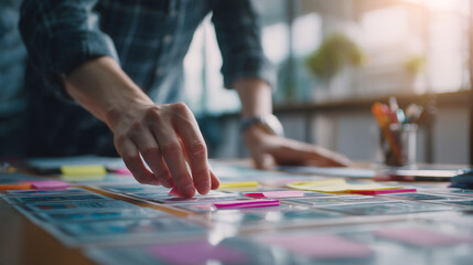 Obraz premium Project manager organizing tasks for efficient workflow, planning user interface design or software development