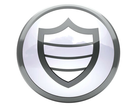 Glossy shield icon with subtle landscape reflection