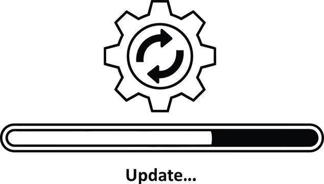 Software update progress indicator with gear icon