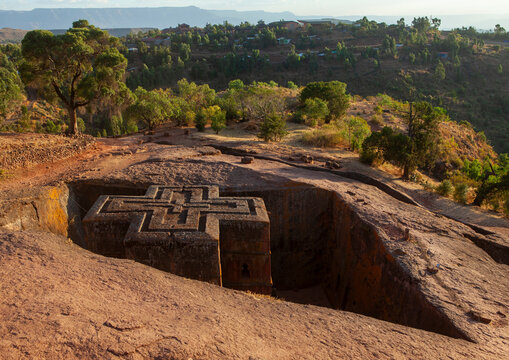 Monolithic rock-cut church of bete giyorgis, Amhara Region, Lalibela, Ethiopia
