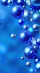 Floating blue metallic spheres on a vivid blurred background