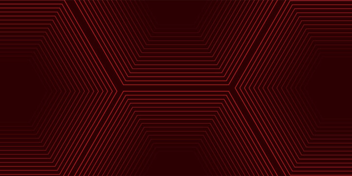 red glow hexagon tunnel loop. Seamless 4K animation. Abstract motion screen background with animated loop box. Glowing neon frames with bright colors on a black background. 3D rendering