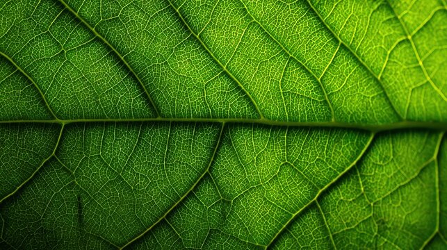 Emerald Leaf: A close-up shot of a vibrant green leaf, showcasing its intricate venation and texture in a stunning display of natural elegance.