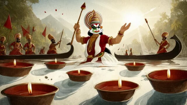 Vibrant Festival Celebration with Traditional Dancers and Floating Lights