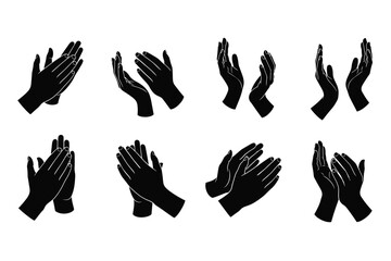 Fototapeta premium Eight black hand silhouettes in various positions