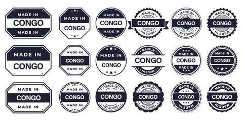 Obraz premium Made in CONGO Vintage Stamp Badges Collection, Made in CONGO Retro Badge & Stamp Logo Collection