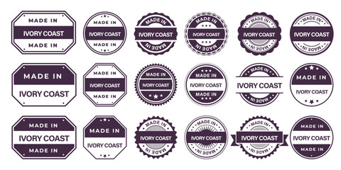 Obraz premium Made in IVORY COAST Vintage Stamp Badges Collection, Made in IVORY COAST Retro Badge & Stamp Logo Collection